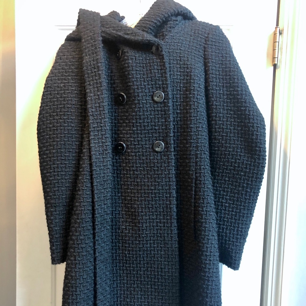 Calvin Klein Hooded, Belted Wool Coat